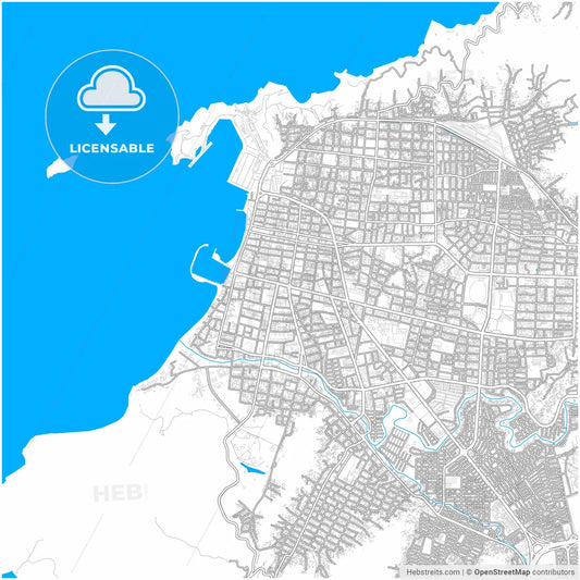 Santa Marta, Colombia, city map with high resolution roads.