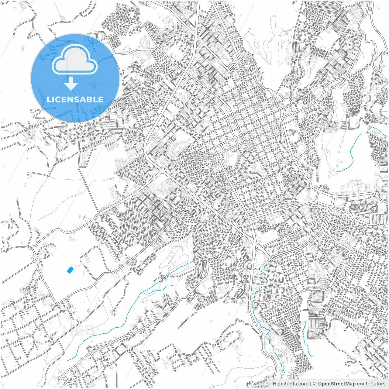 Pasto, Colombia, city map with high resolution roads.