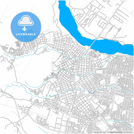 Villavicencio, Colombia, city map with high resolution roads.