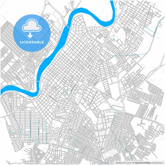 Monteria, Colombia, city map with high resolution roads.