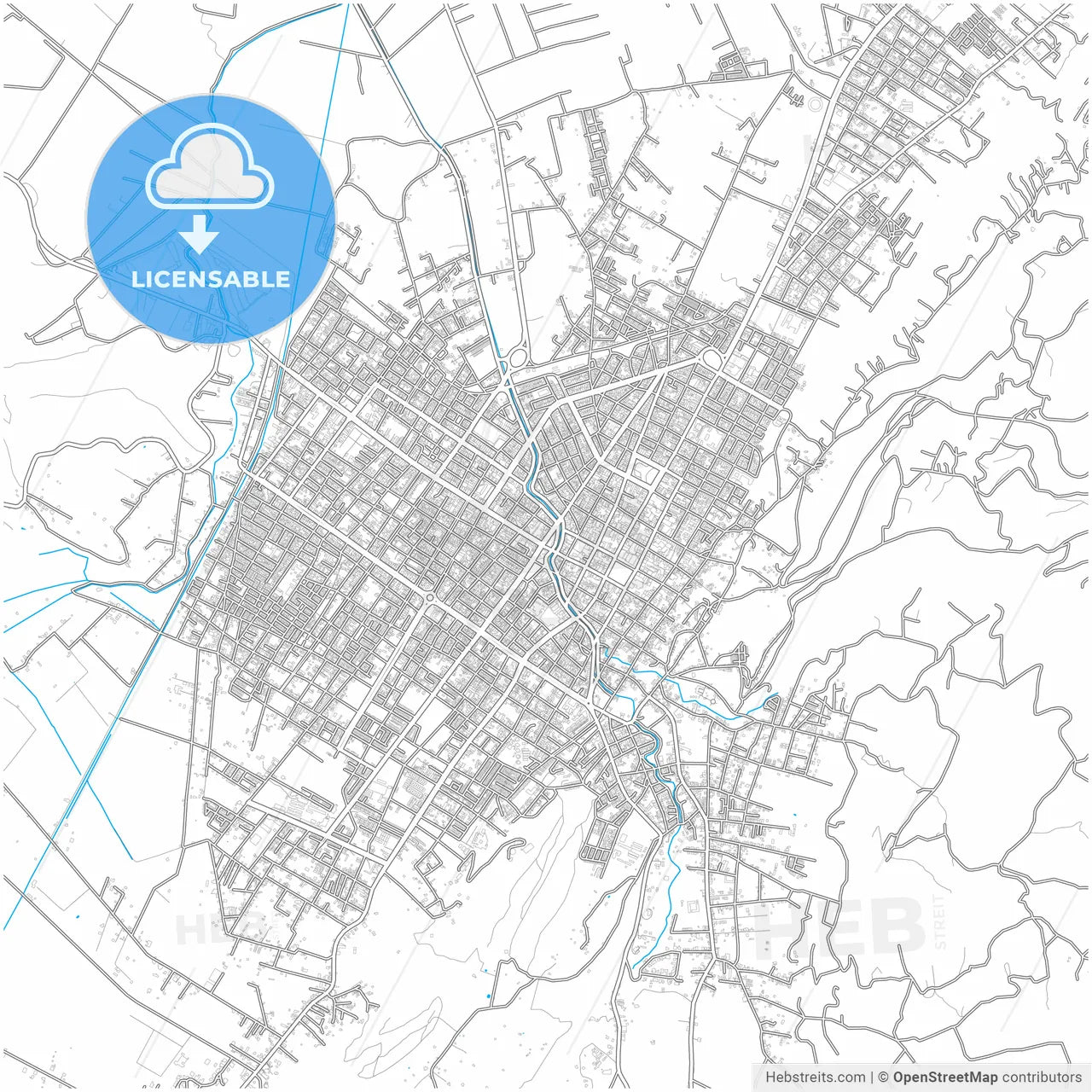 Sogamoso, Colombia, city map with high resolution roads.