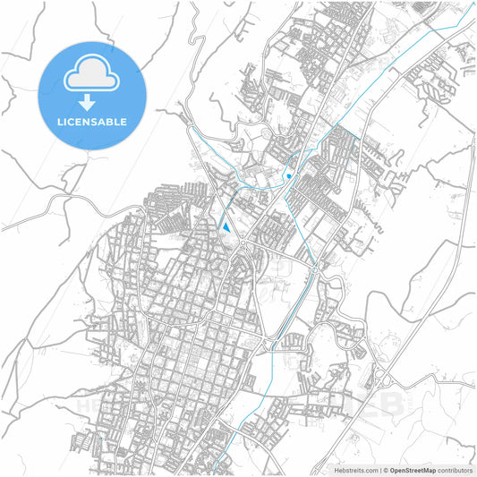 Tunja, Colombia, city map with high resolution roads.