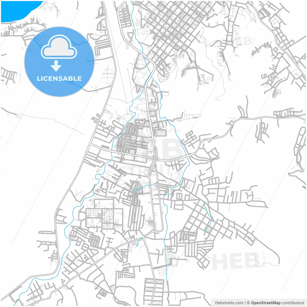 Carupano, Venezuela, city map with high resolution roads.