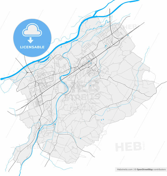 Ansfelden, Upper Austria, Austria, high resolution vector map - Instant download PDF and JPG