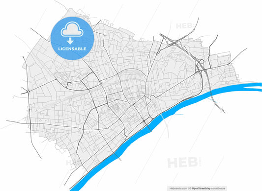 Argenteuil, Val-d Oise, France, high resolution vector map - Instant download PDF and JPG