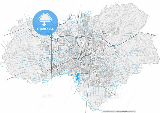 Gottingen, Lower Saxony, Germany, high resolution vector map - Instant download PDF and JPG