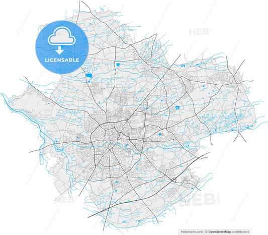 Gutersloh, North Rhine-Westphalia, Germany, high resolution vector map - Instant download PDF and JPG