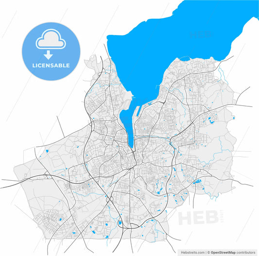 Flensburg, Schleswig-Holstein, Germany, high resolution vector map - Instant download PDF and JPG