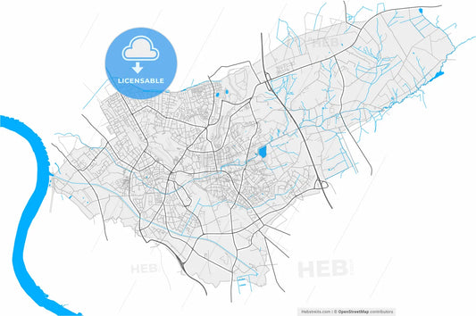 Dinslaken, North Rhine-Westphalia, Germany, high resolution vector map - Instant download PDF and JPG