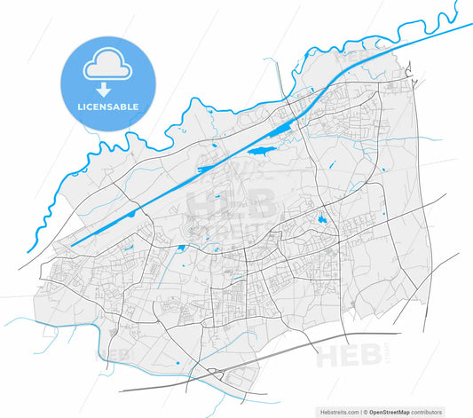 Bergkamen, North Rhine-Westphalia, Germany, high resolution vector map - Instant download PDF and JPG
