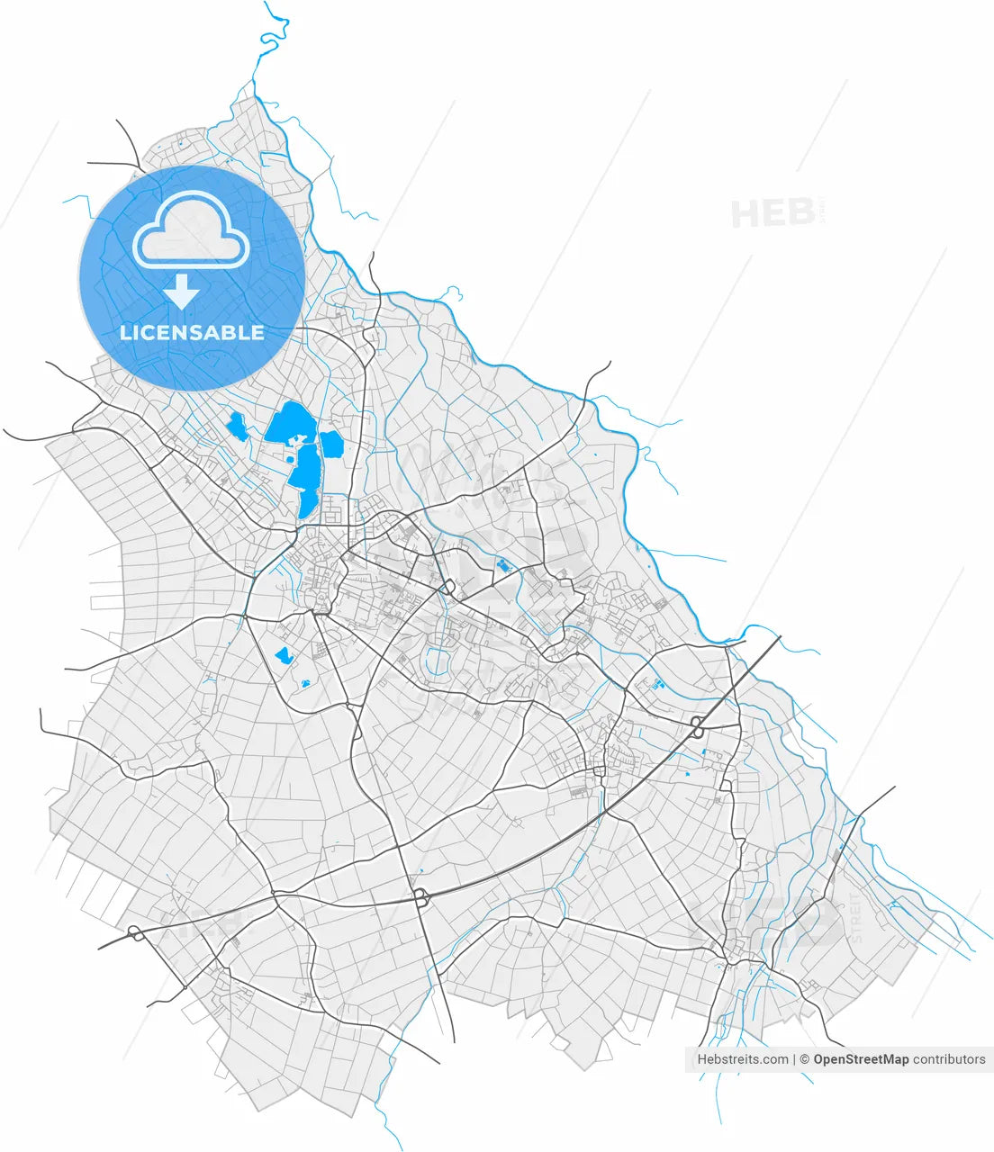 Heinsberg, North Rhine-Westphalia, Germany, high resolution vector map - Instant download PDF and JPG