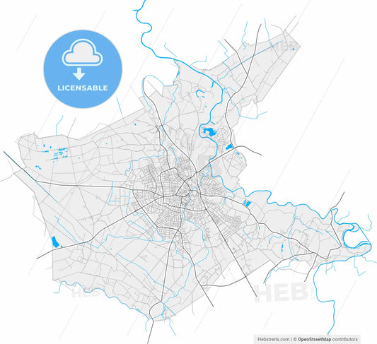 Emsdetten, North Rhine-Westphalia, Germany, high resolution vector map - Instant download PDF and JPG