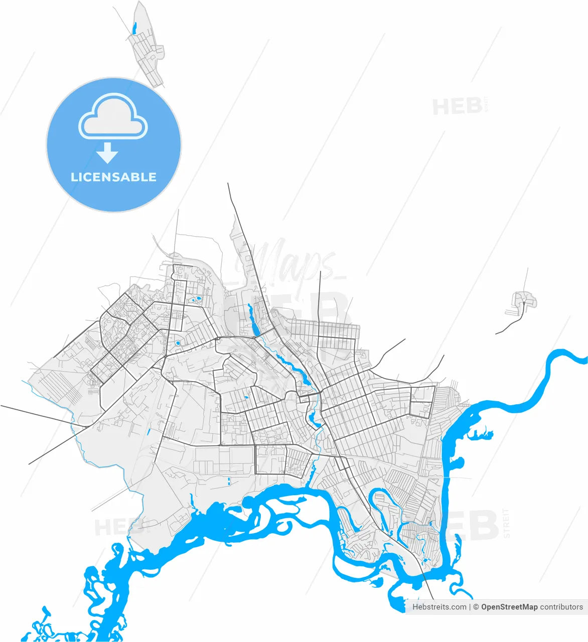 Dimitrovgrad, Ulyanovsk Oblast, Russia, high resolution vector map - Instant download PDF and JPG