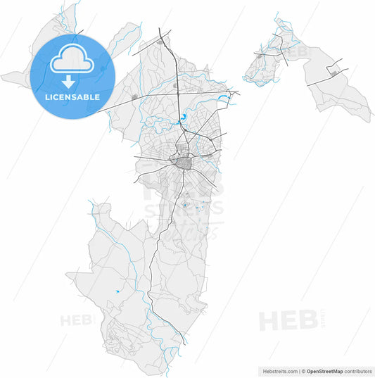 Don Benito, Badajoz, Spain, high resolution vector map - Instant download PDF and JPG