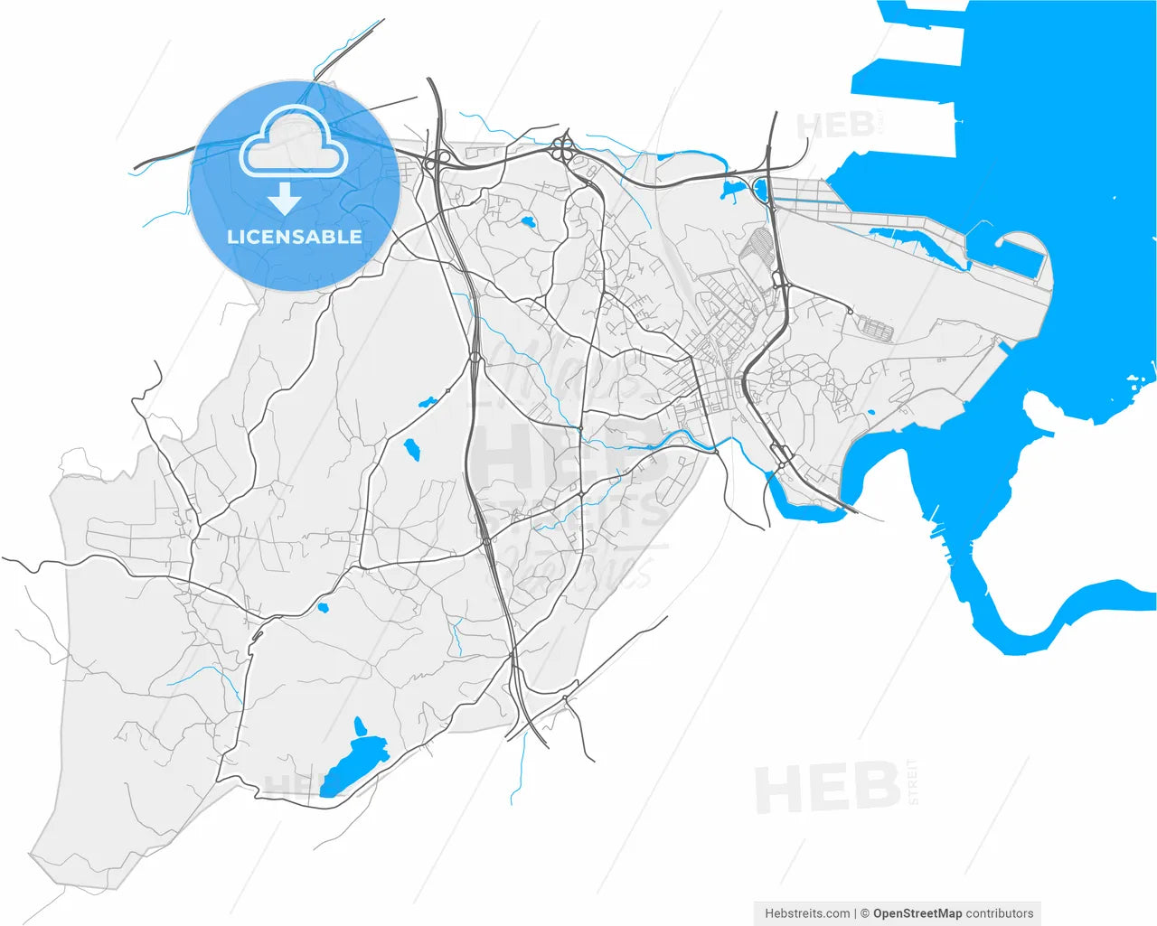 Camargo, Cantabria, Spain, high resolution vector map - Instant download PDF and JPG