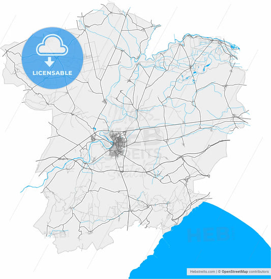 Ceyhan, Adana, Turkey, high resolution vector map - Instant download PDF and JPG