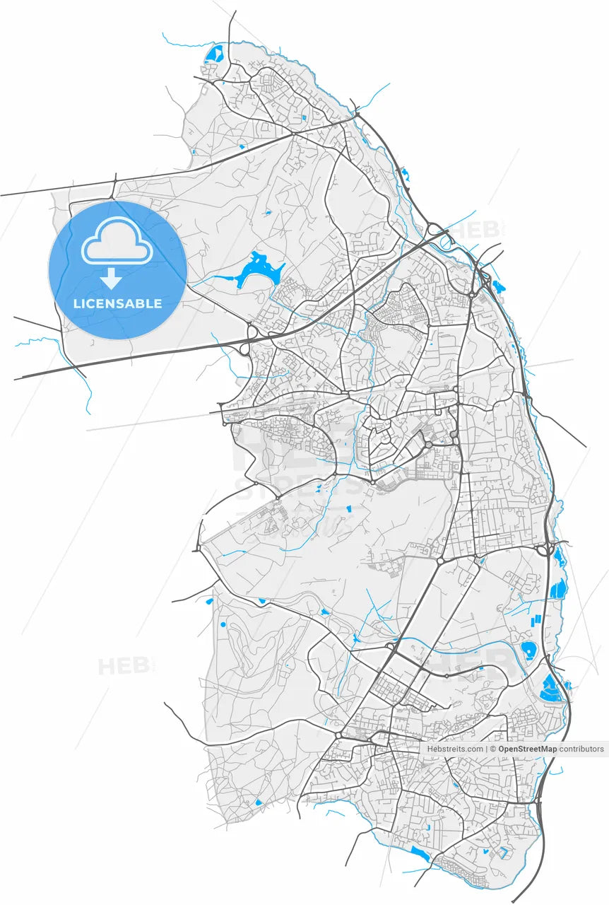 Aldershot, South East England, England, high resolution vector map - Instant download PDF and JPG