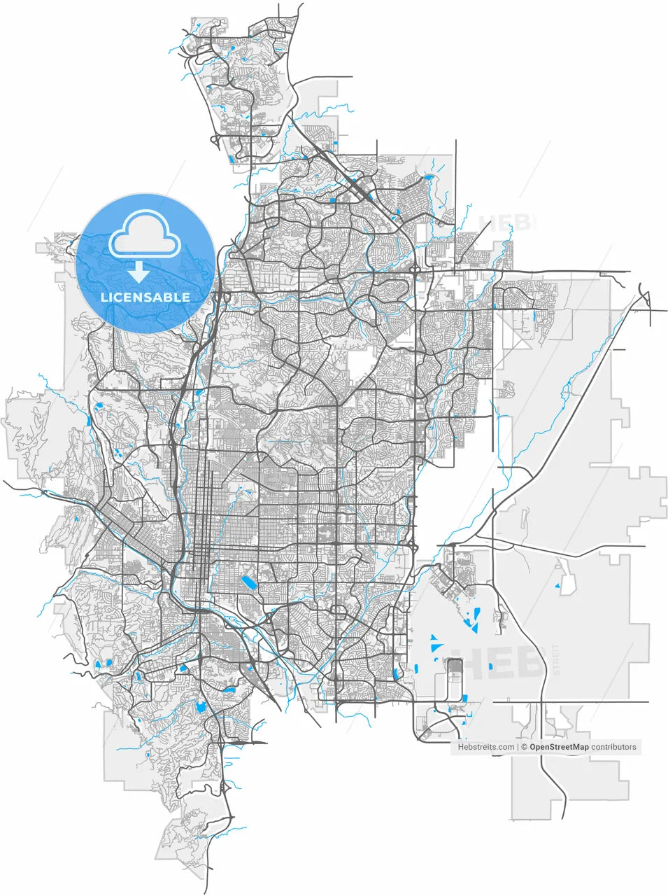 Colorado Springs, Colorado, United States, high resolution vector map - Instant download PDF and JPG
