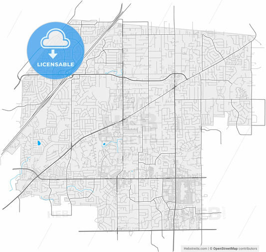 Citrus Heights, California, United States, high resolution vector map - Instant download PDF and JPG