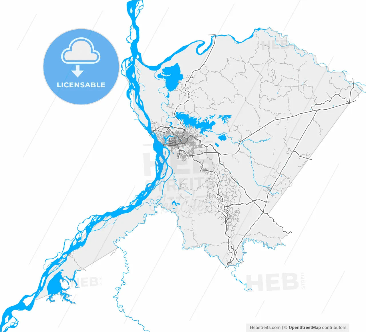 Barrancabermeja, Colombia, high resolution vector map - Instant download PDF and JPG