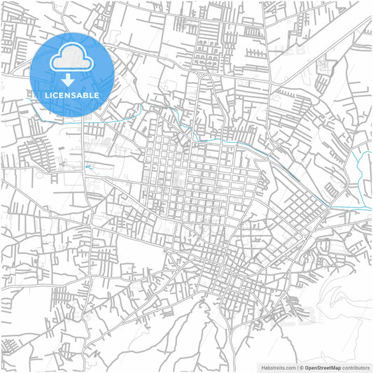 Quetzaltenango, Quetzaltenango, Guatemala, city map with high resolution roads.
