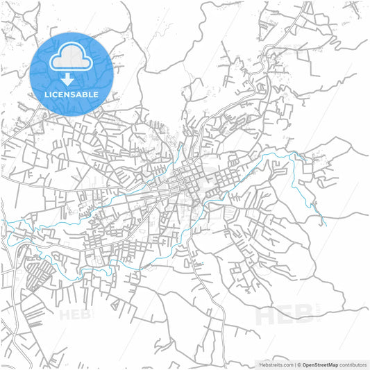Huehuetenango, Huehuetenango, Guatemala, city map with high resolution roads.