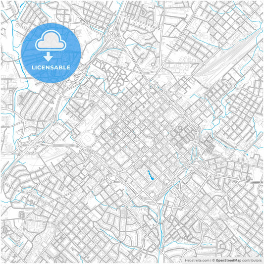 Charlotte, North Carolina, United States, city map with high resolution roads.