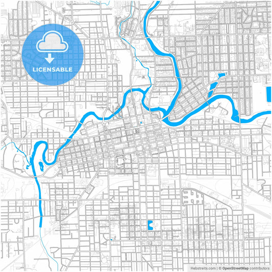 Fort Wayne, Indiana, United States, city map with high resolution roads.