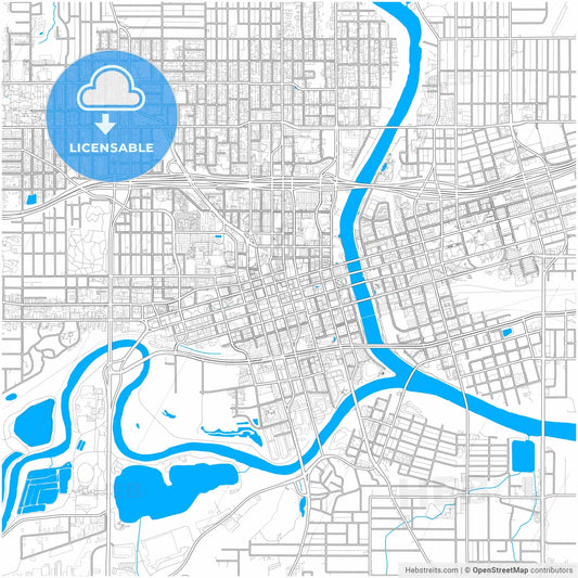Des Moines, Iowa, United States, city map with high resolution roads.