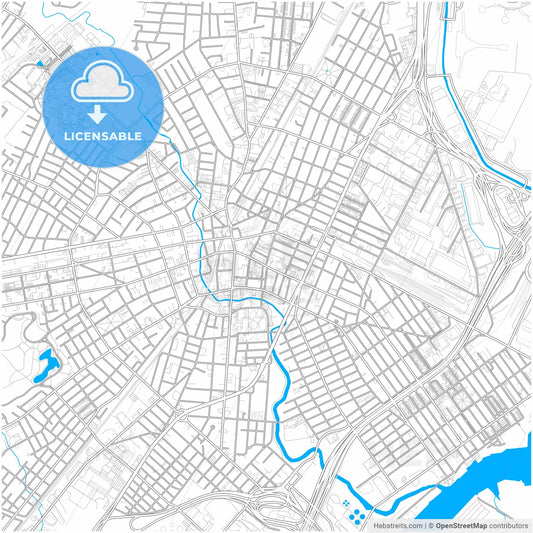 Elizabeth, New Jersey, United States, city map with high resolution roads.