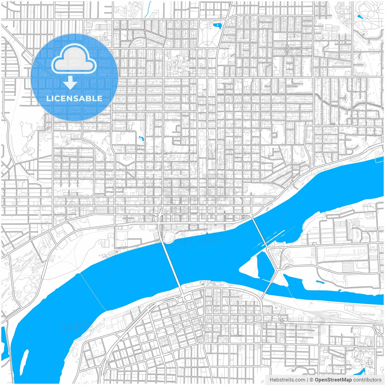 Davenport, Iowa, United States, city map with high resolution roads.