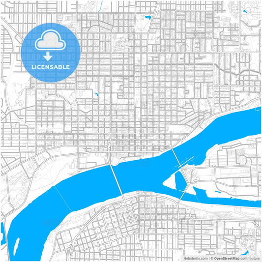 Davenport, Iowa, United States, city map with high resolution roads.