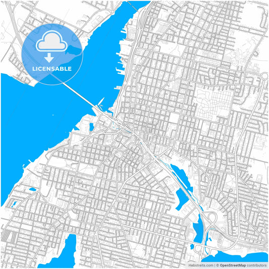 Fall River, Massachusetts, United States, city map with high resolution roads.