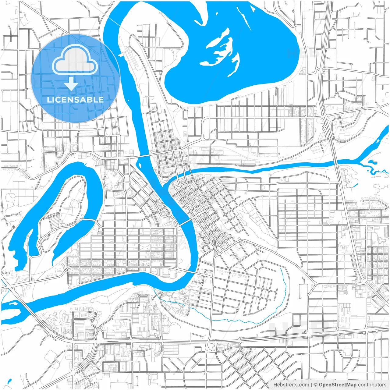 Eau Claire, Wisconsin, United States, city map with high resolution roads.
