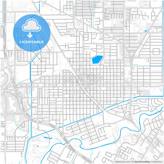 Harlingen, Texas, United States, city map with high resolution roads.