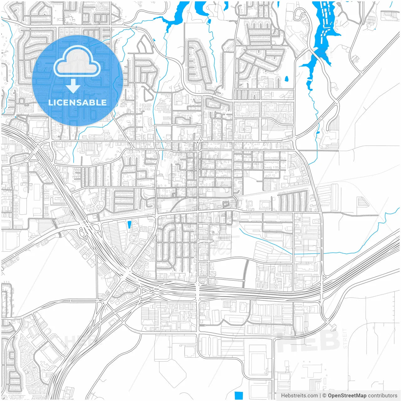 Grapevine, Texas, United States, city map with high resolution roads.