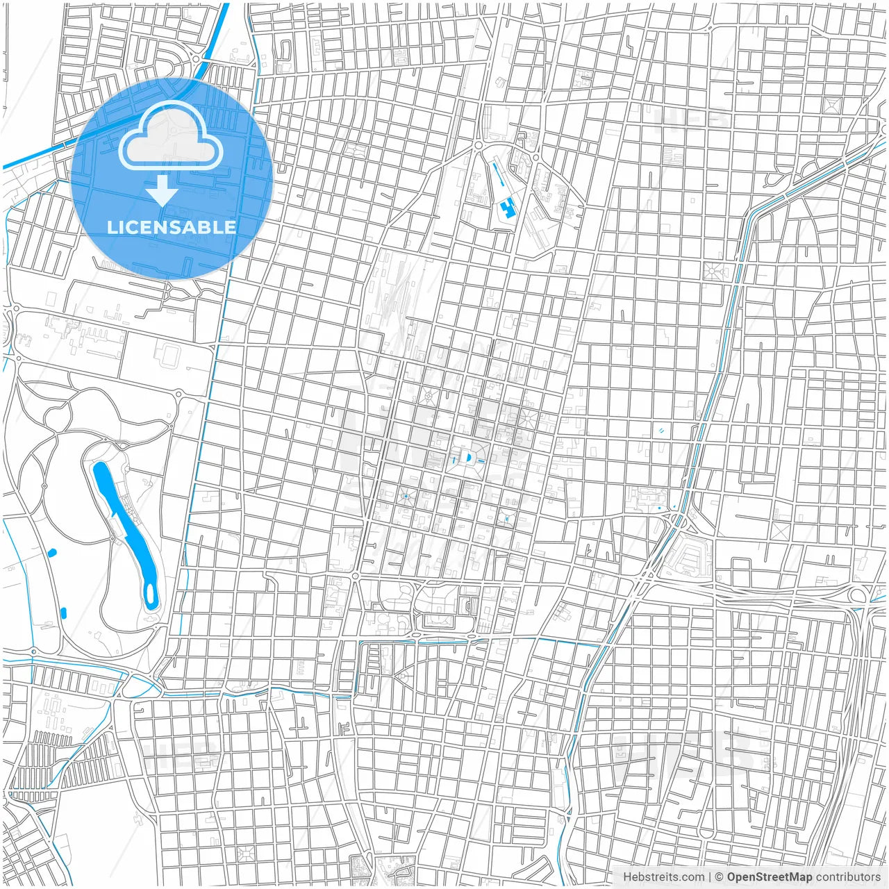 Mendoza, Argentina, city map with high resolution roads.