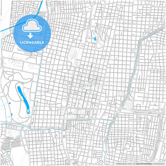 Mendoza, Argentina, city map with high resolution roads.