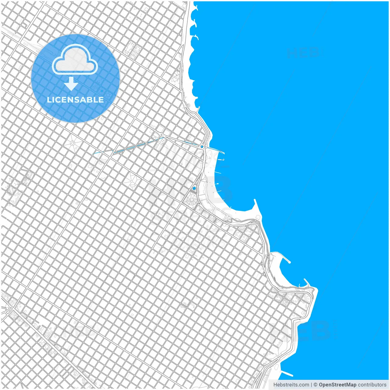 Mar del Plata, Argentina, city map with high resolution roads.
