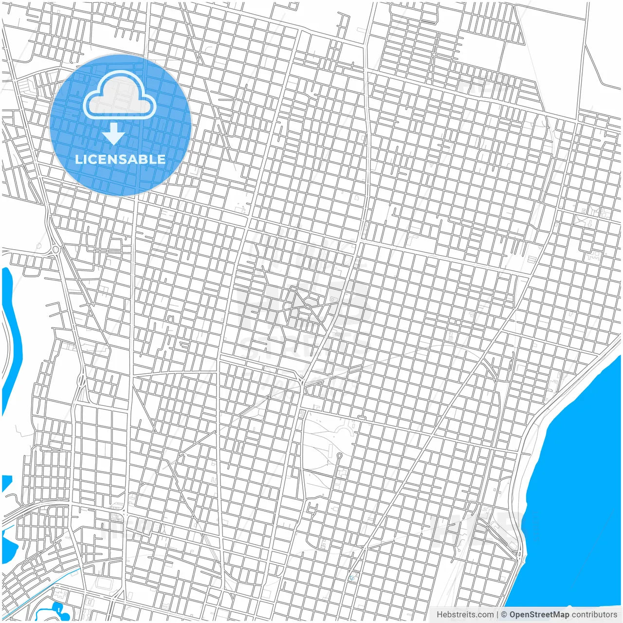 Santa Fe de la Vera Cruz, Argentina, city map with high resolution roads.