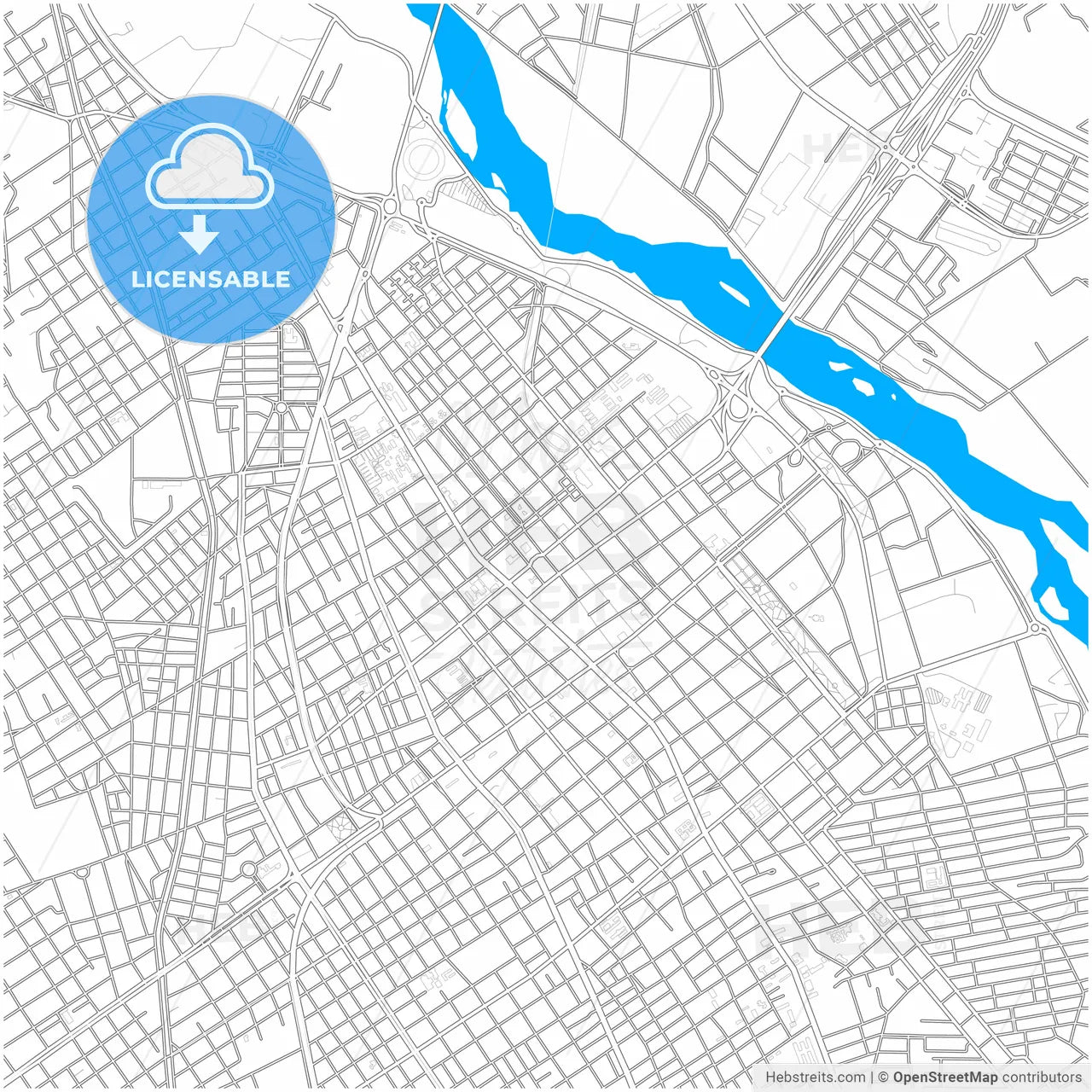 Santiago del Estero, Argentina, city map with high resolution roads.
