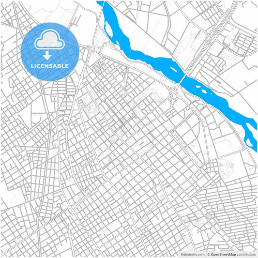 Santiago del Estero, Argentina, city map with high resolution roads.