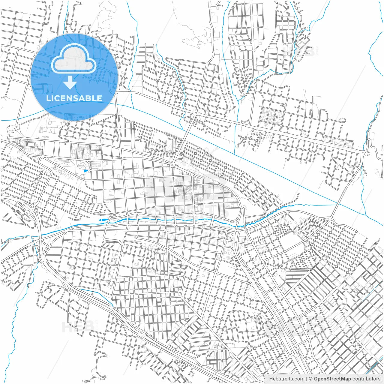 San Salvador de Jujuy, Argentina, city map with high resolution roads.
