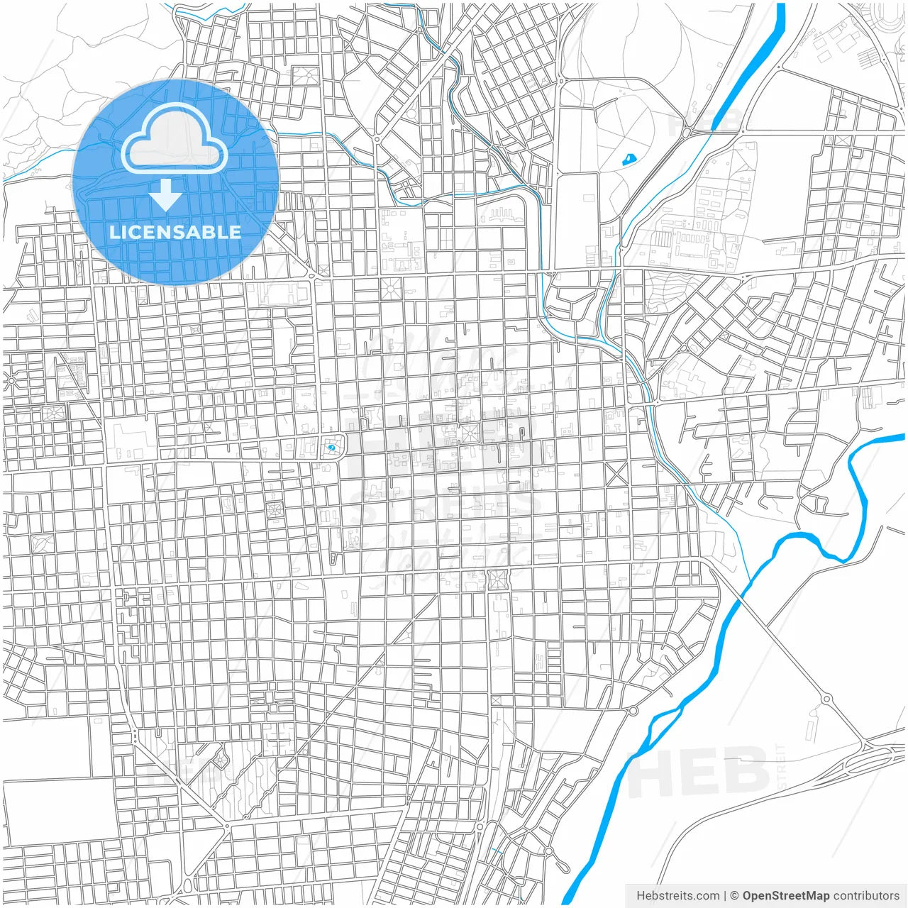 San Fernando del Valle de Catamarca, Argentina, city map with high resolution roads.