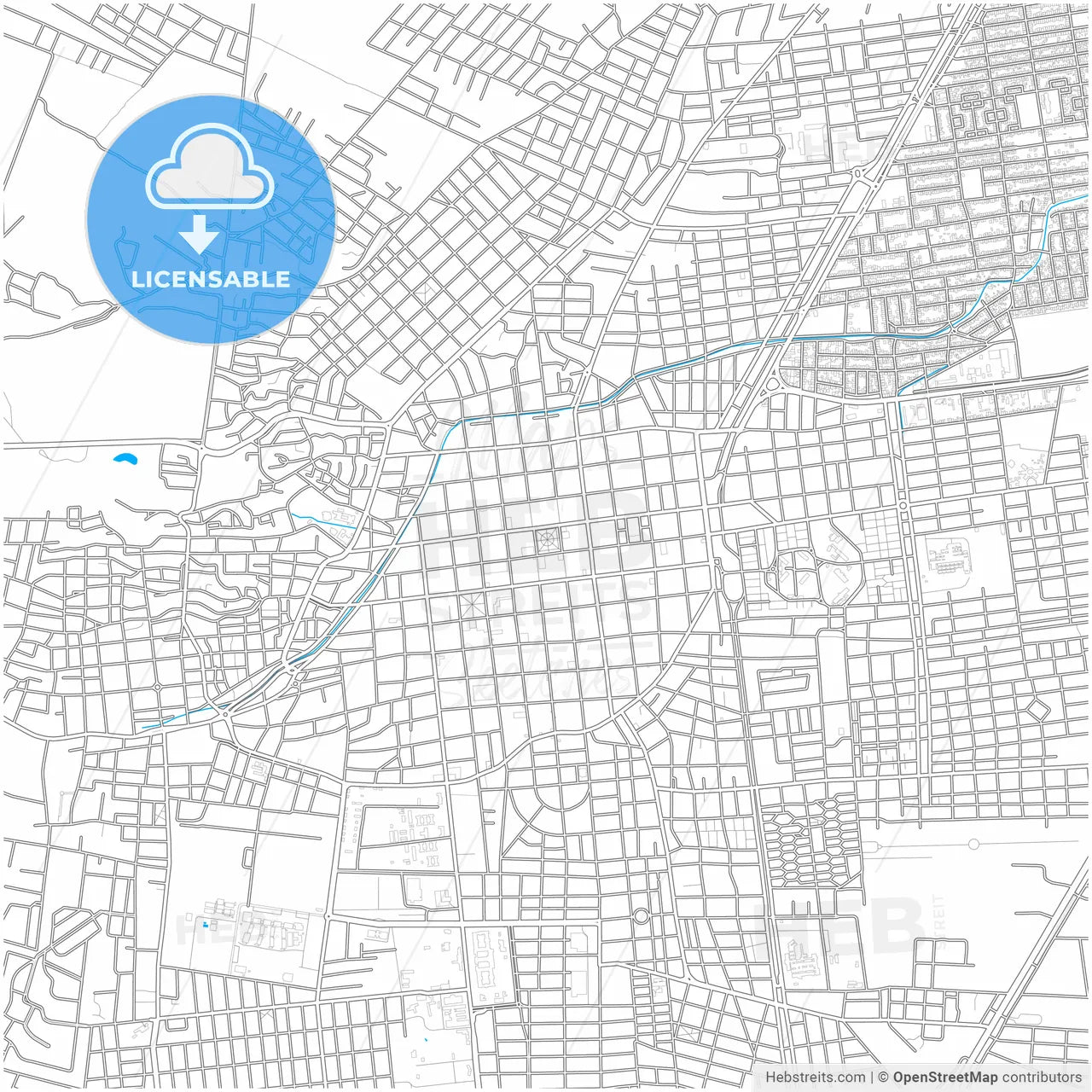 La Rioja, Argentina, city map with high resolution roads.