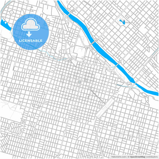 Rio Cuarto, Argentina, city map with high resolution roads.