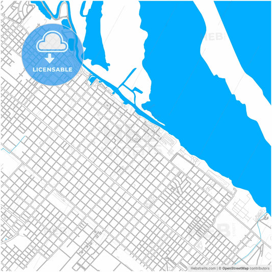 San Nicolas de los Arroyos, Argentina, city map with high resolution roads.