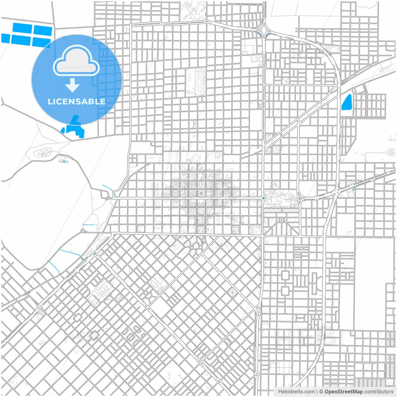 Santa Rosa, Argentina, city map with high resolution roads.