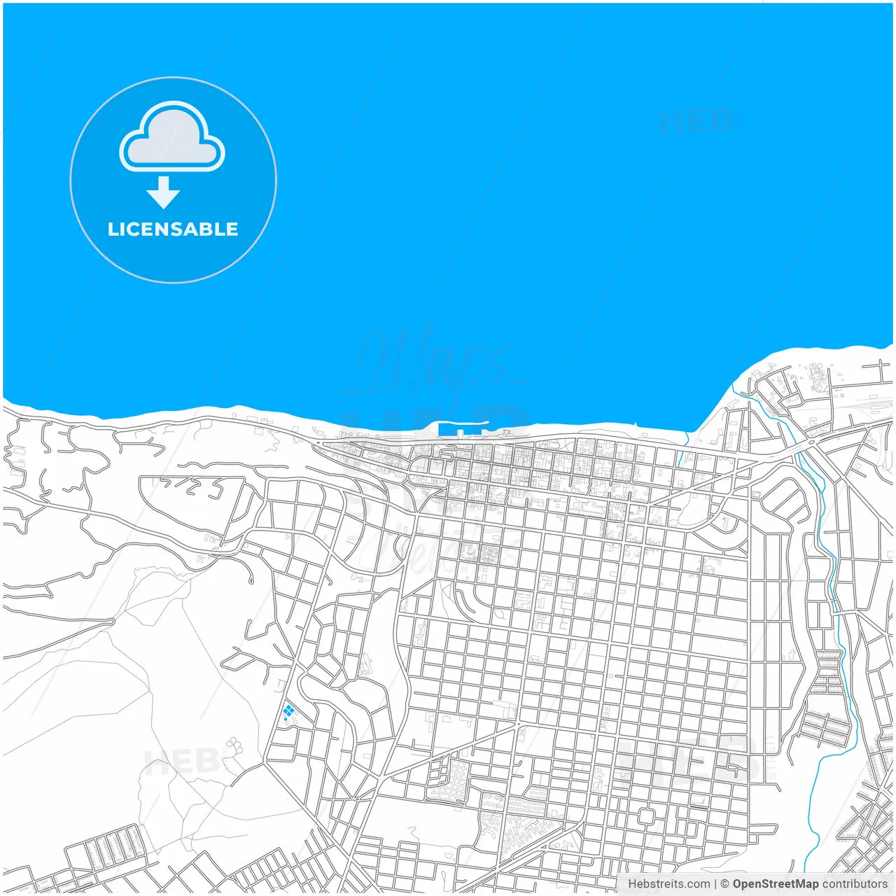 San Carlos de Bariloche, Argentina, city map with high resolution roads.