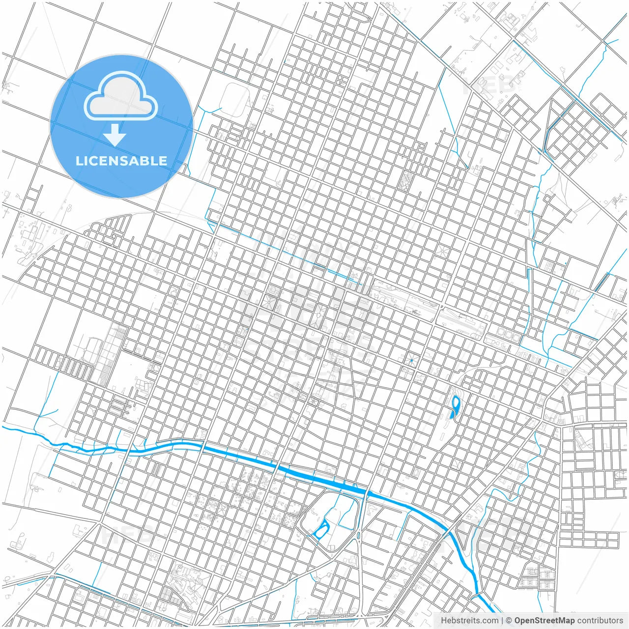 Pergamino, Argentina, city map with high resolution roads.